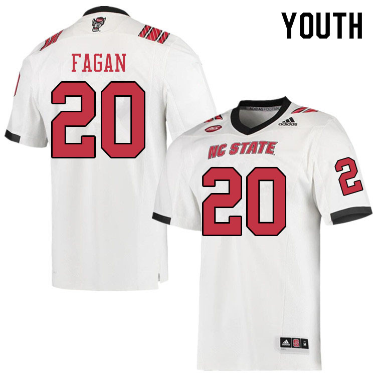 Youth #20 Cyrus Fagan NC State Wolfpack College Football Jerseys Sale-White - Click Image to Close
